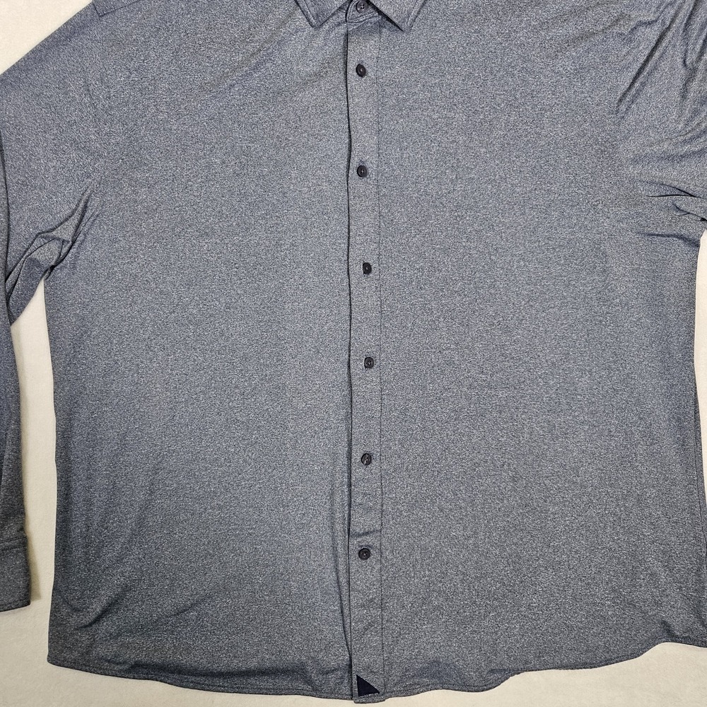 UNTUCKit Shirt Men Sz XXXL‎ Slim Blue Button Up Long Sleeve Performance Perf Tee - Picture 3 of 8